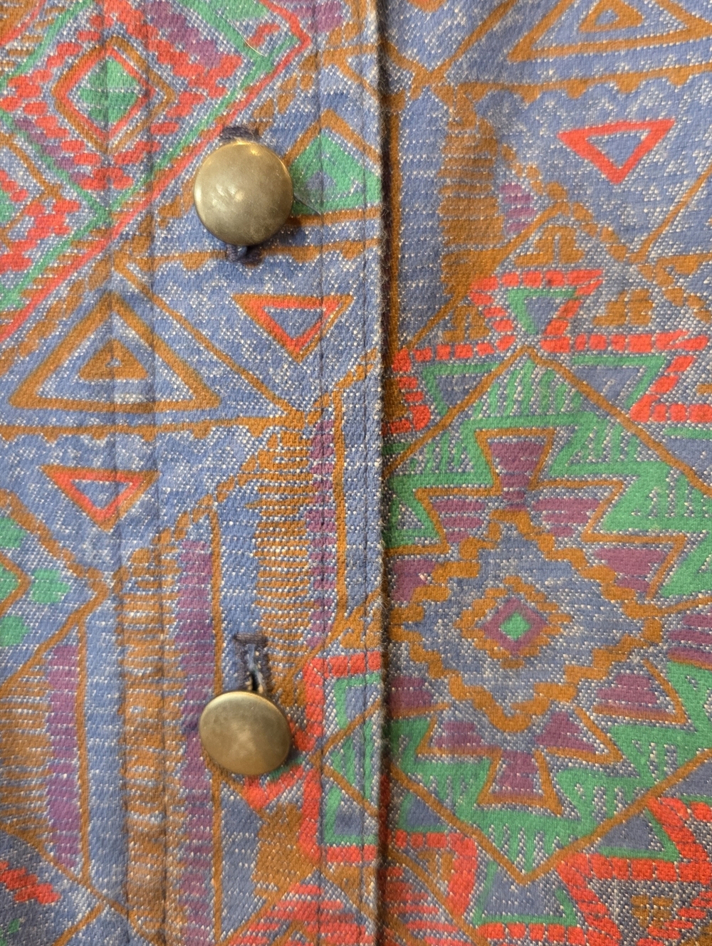 VTG Koret City Blues Southwestern Denim Midi Skirt Plus Size 20W Button Front - Picture 5 of 15